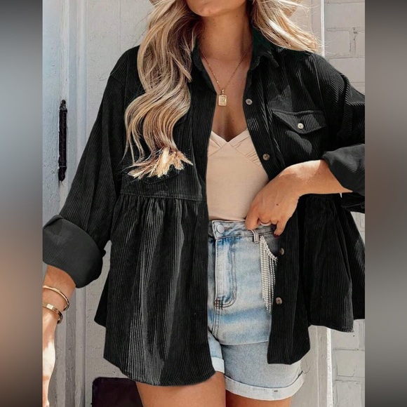 Luxe hunter corduroy button down jacket top - Picture 7 of 12